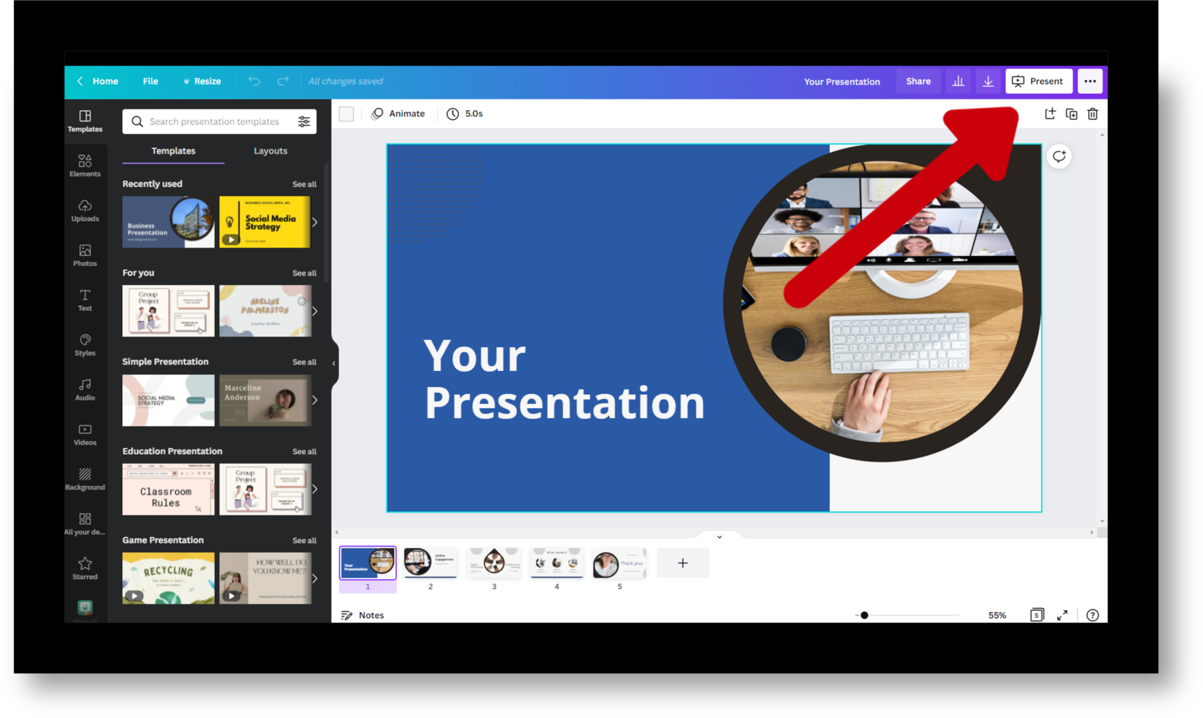 how do canva presentations work