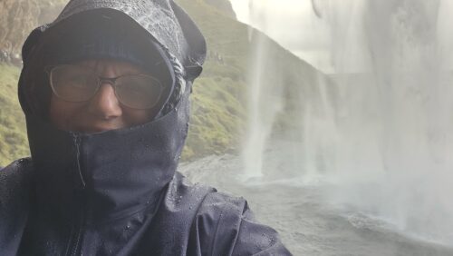 Behind a waterfall in Iceland, a great rain jacket was essential.